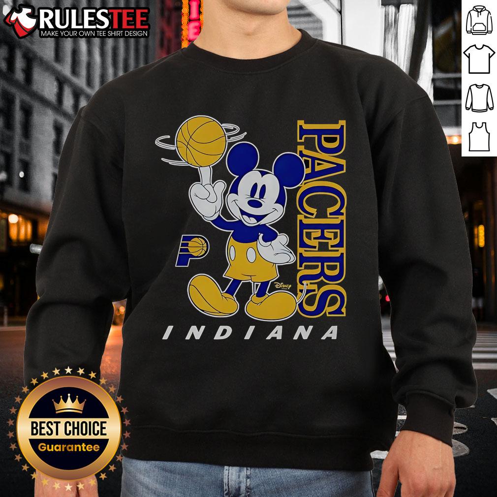 Funny Indiana Pacers and Mickey sweatshirt featuring a playful design, perfect for fans and casual wear.