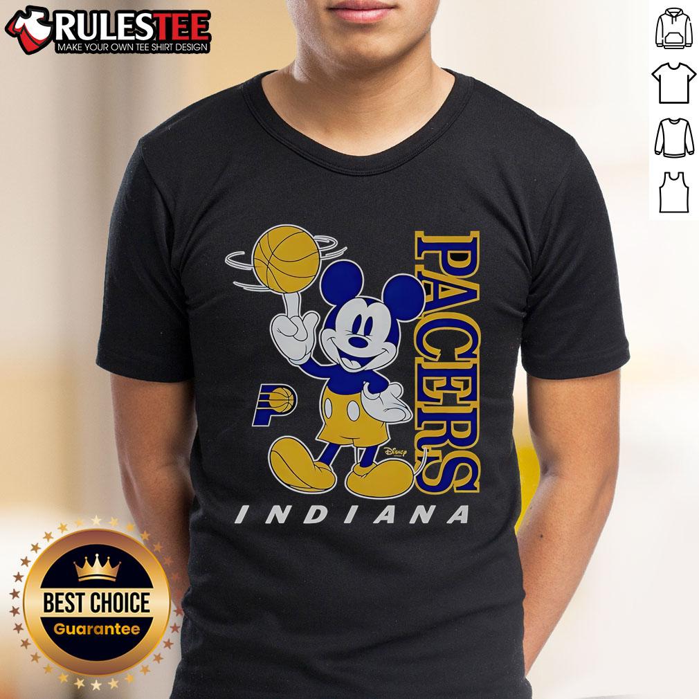 Funny Indiana Pacers and Mickey Mouse T-shirt featuring playful graphics for sports fans and Disney lovers.