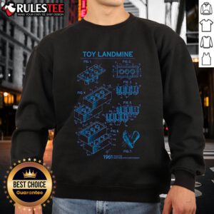 Funny Lego Toy Landmine sweatshirt featuring 1961 inventor Gootfred Kirk Christiansen, the ultimate weapon design.