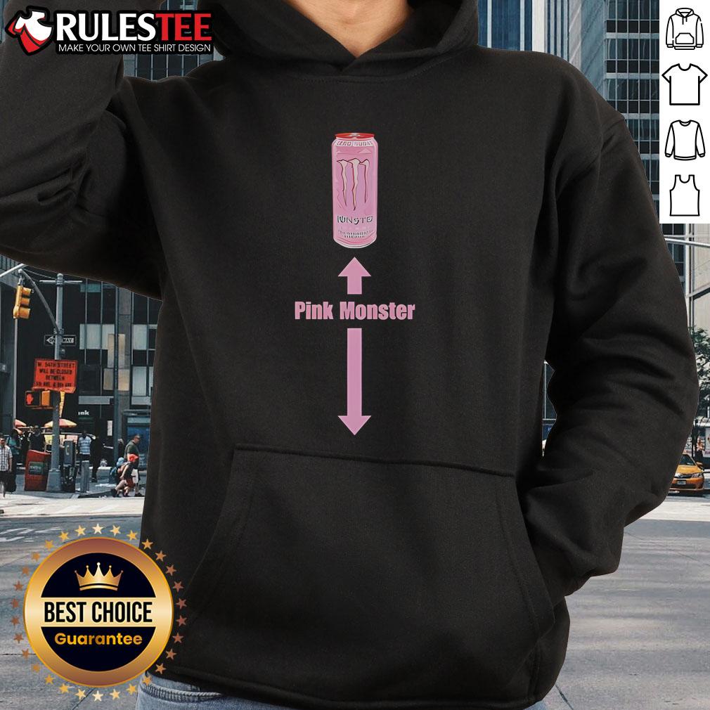 Funny pink monster energy hoodie with vibrant graphics, perfect for adding a playful touch to your casual outfit.