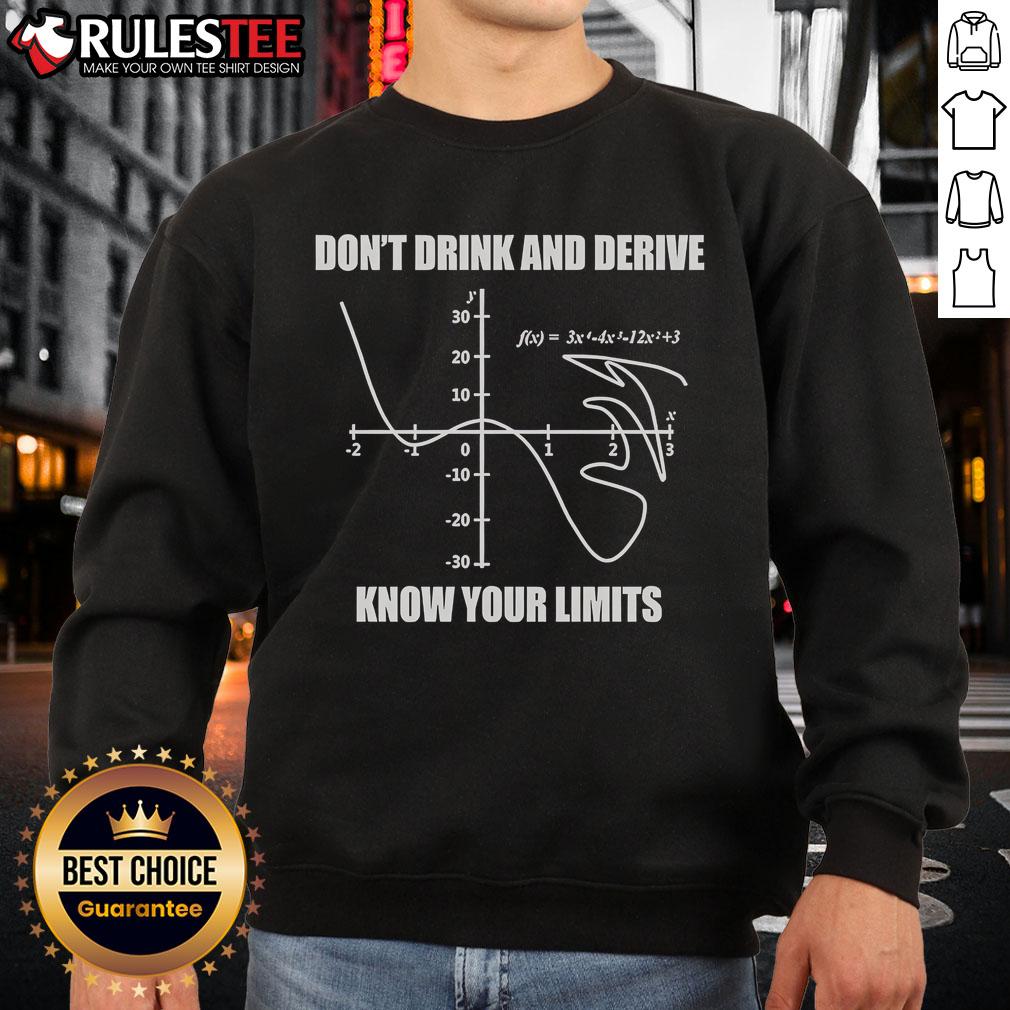 Alt Text: Good Don't Drink and Drive Know Your Limits sweatshirt design promoting responsible driving and safety awareness.