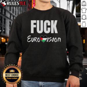 Official Fck Eurovision Sweatshirt in black, featuring bold white lettering, perfect for Eurovision fans and events.