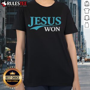 Official Jesus Won Kyle Stowers Surreal Walk-Off Ladies Tee featuring a unique design celebrating baseball and faith.