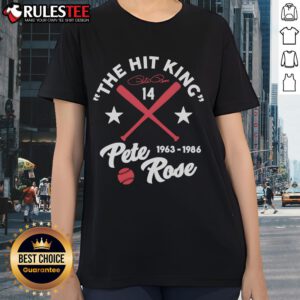 Official Pete Rose Ladies Tee, celebrating The Hit King from 1963-1986, perfect for baseball fans and collectors.