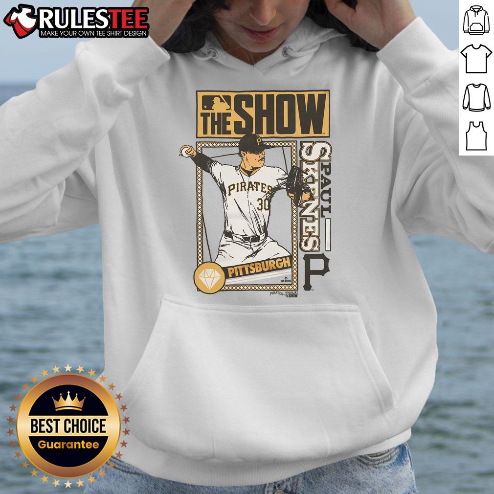 Stylish hoodie featuring Paul Skenes from the Pittsburgh Pirates in MLB The Show. Perfect for fans and gamers.