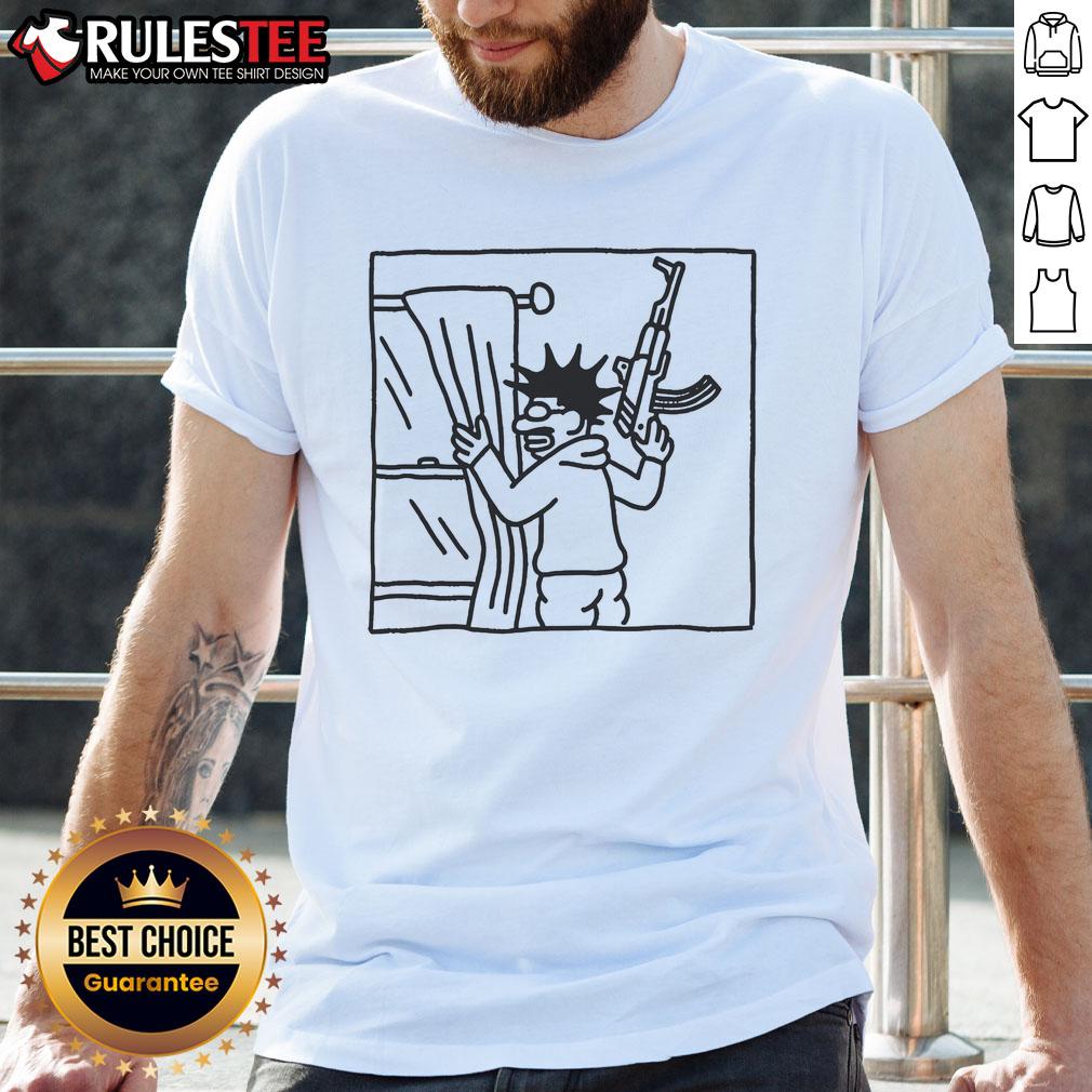 Top Awful Who's That Peeking Through My Window T-Shirt featuring a spooky design perfect for Halloween enthusiasts.