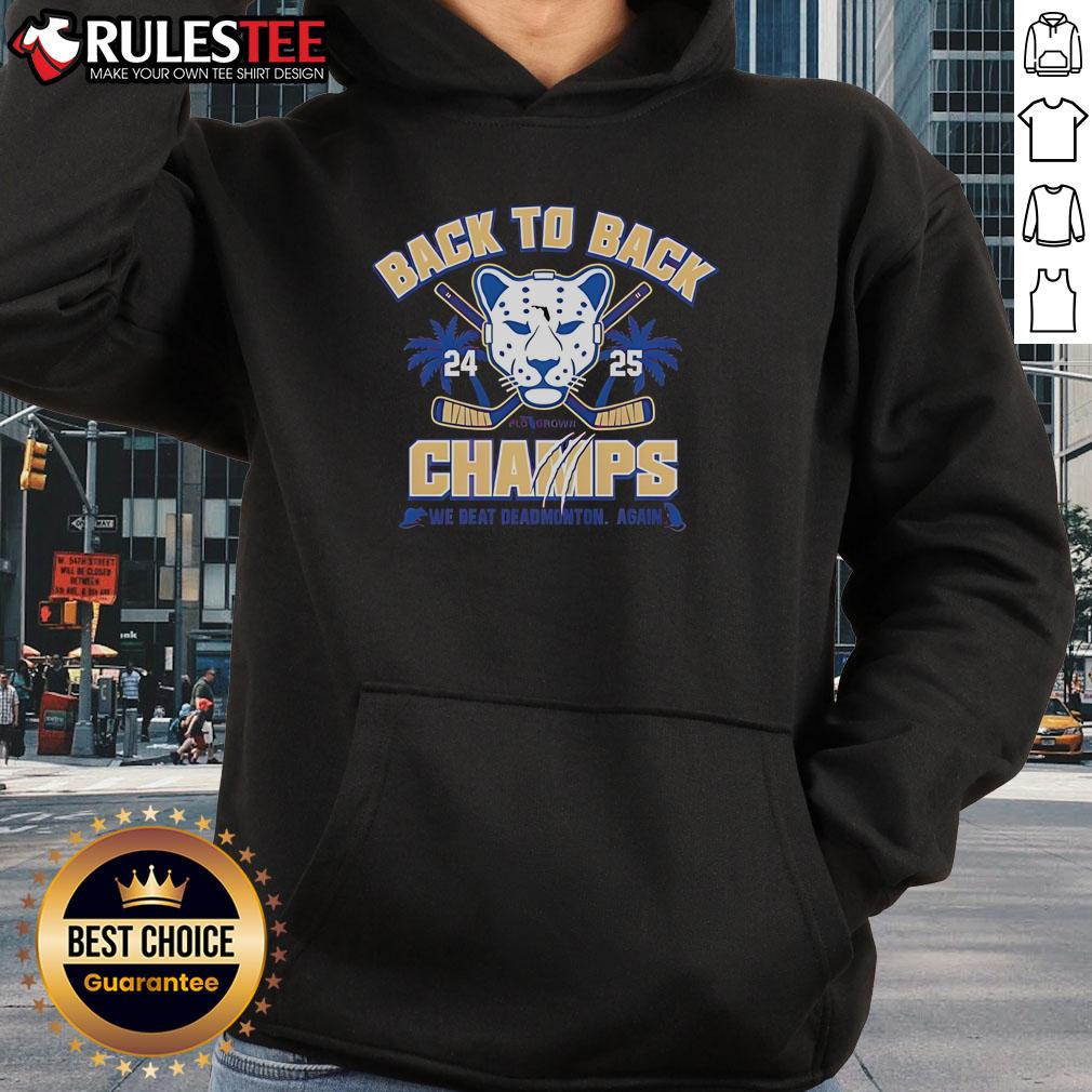Awesome Back To Back Champ hoodie celebrating victory over Deadmonton in 2025, featuring bold graphics and team colors.