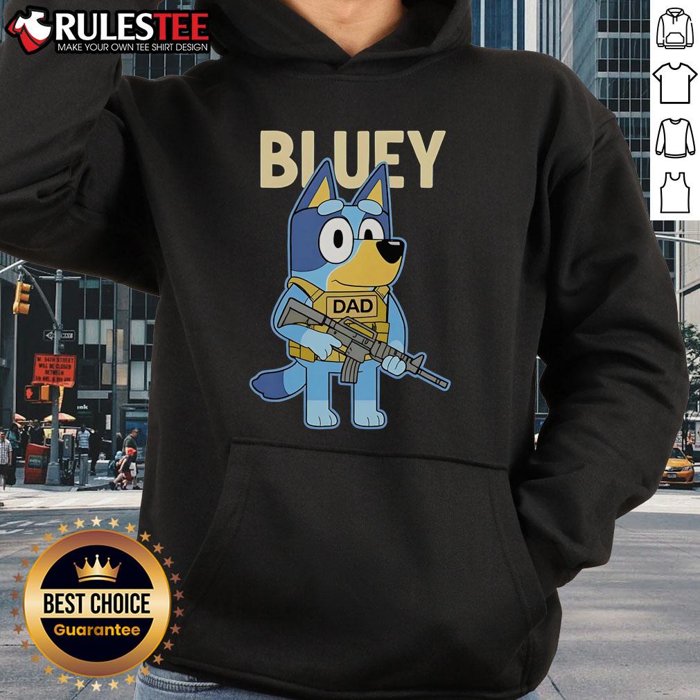 Awesome Bluey Military Tactical Dad Hoodie featuring a stylish design, perfect for dads who love adventure and comfort.