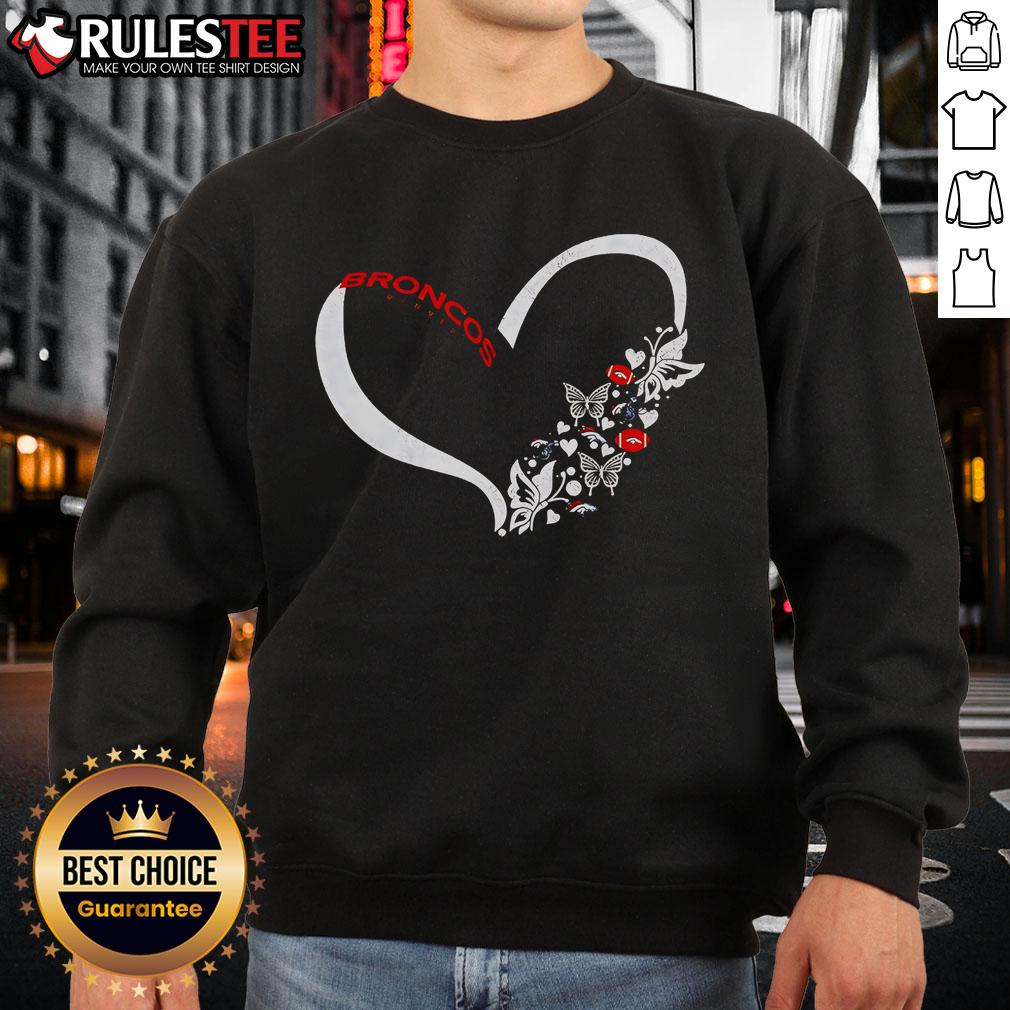Awesome Denver Broncos NFL sweatshirt featuring butterflies in my stomach design for fans and casual wear.