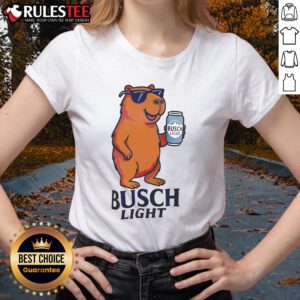 Awesome capybara graphic on a Busch Light ladies tee, perfect for casual wear and animal lovers.