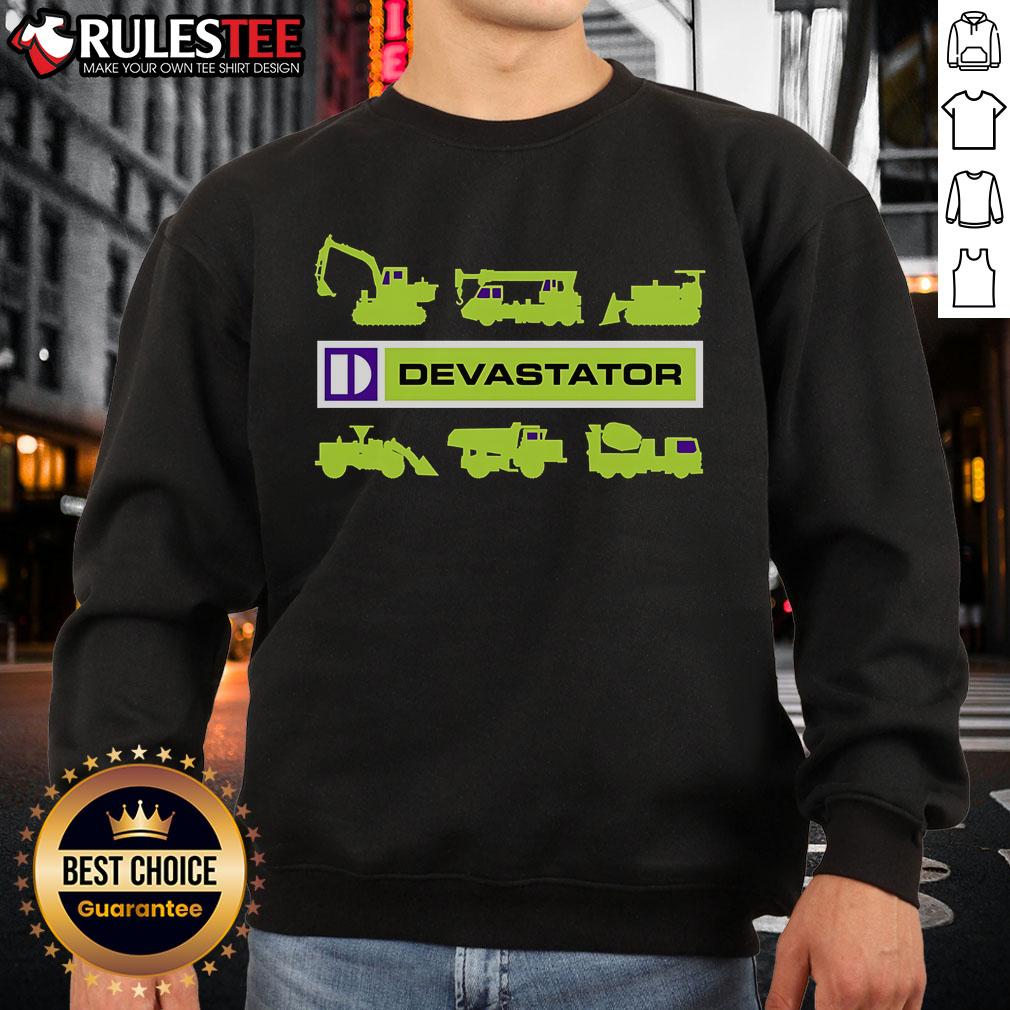 Awesome Devastator sweatshirt featuring a bold graphic design, perfect for casual wear and fans of unique street style.