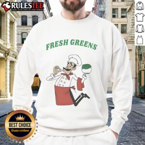 Stylish Awesome Fresh Greens Chef Sweatshirt featuring vibrant green color and culinary-themed design for food lovers.