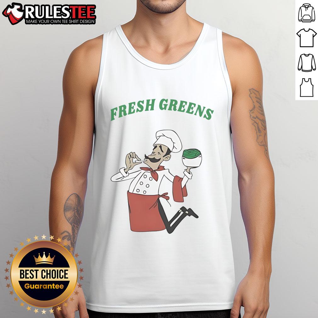 Stylish Awesome Fresh Greens Chef Tank Top featuring vibrant vegetable graphics, perfect for culinary enthusiasts.