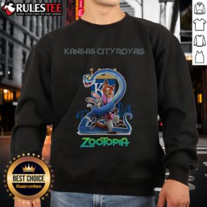 Alt Text: Awesome Kansas City Royals Zootopia 2 sweatshirt featuring vibrant graphics and a comfortable fit for fans.