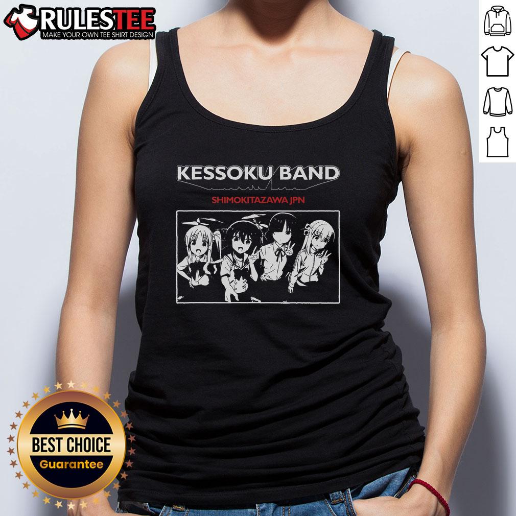 Alt Text: Awesome Kessoku Band tank top featuring Bocchi the Rock design, showcased in Shimokitazawa, Japan.