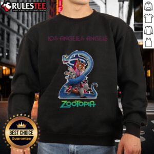 Awesome Los Angeles Angels Zootopia 2 sweatshirt featuring vibrant graphics and a comfortable fit for fans.