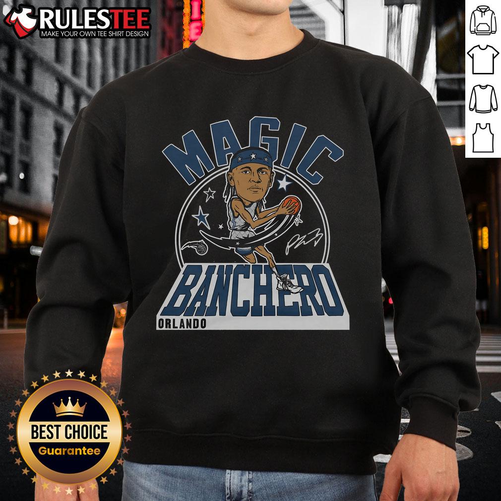 Alt Text: Awesome Magic Paolo Banchero Signature City Edition 2024 Sweatshirt featuring vibrant colors and stylish design.
