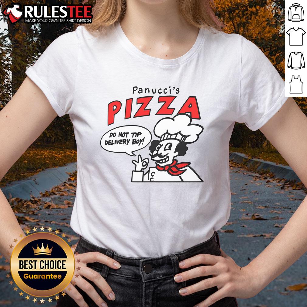 Awesome Panucci's Pizza chef graphic tee design with a humorous 'Do Not Tip Delivery Boy' slogan.