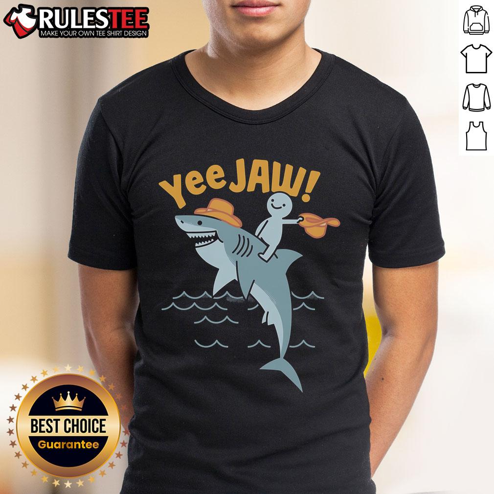 Alt Text: Awesome Shark Yee Jaw T-Shirt featuring a bold shark graphic and vibrant colors, perfect for ocean lovers.