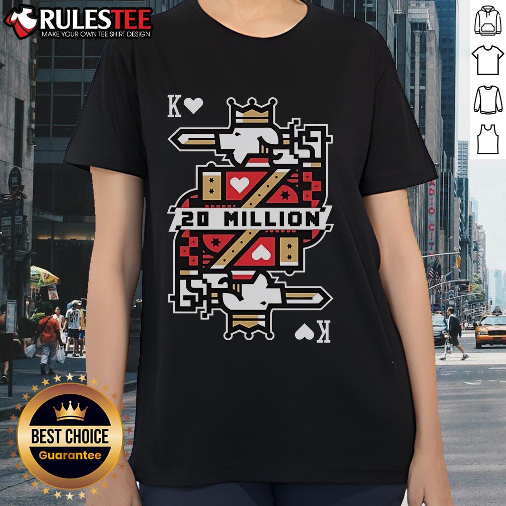 Awesome Technoblade 20 Million Subs ladies tee featuring vibrant design celebrating the Minecraft YouTuber's milestone.