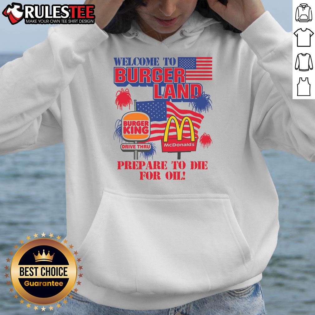 Awesome Welcome to Burgerland Hoodie in vibrant colors, perfect for burger lovers and casual wear enthusiasts.