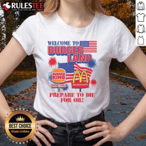Awesome Welcome to Burgerland Ladies Tee featuring a fun burger graphic and vibrant colors for stylish casual wear.
