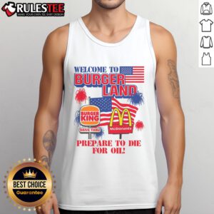 Awesome Welcome to Burgerland tank top featuring a vibrant burger graphic, perfect for food lovers and casual wear.