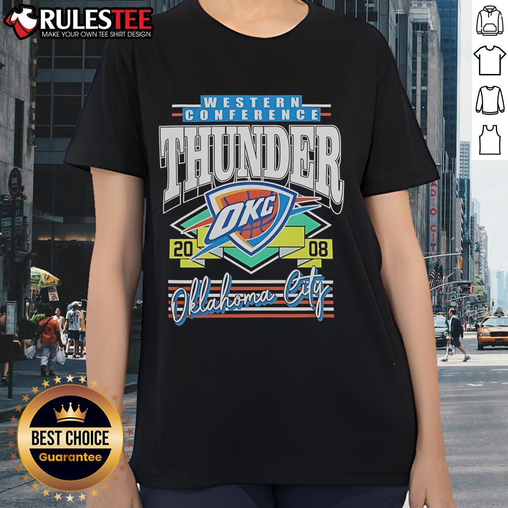 Awesome Western Conference Oklahoma City Thunder 2008 Ladies Tee in vibrant colors, perfect for fans and casual wear.