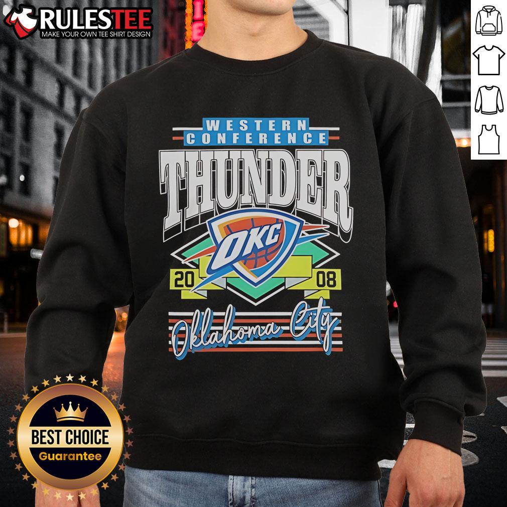 Awesome Western Conference Oklahoma City Thunder 2008 sweatshirt featuring team logo and vibrant colors.