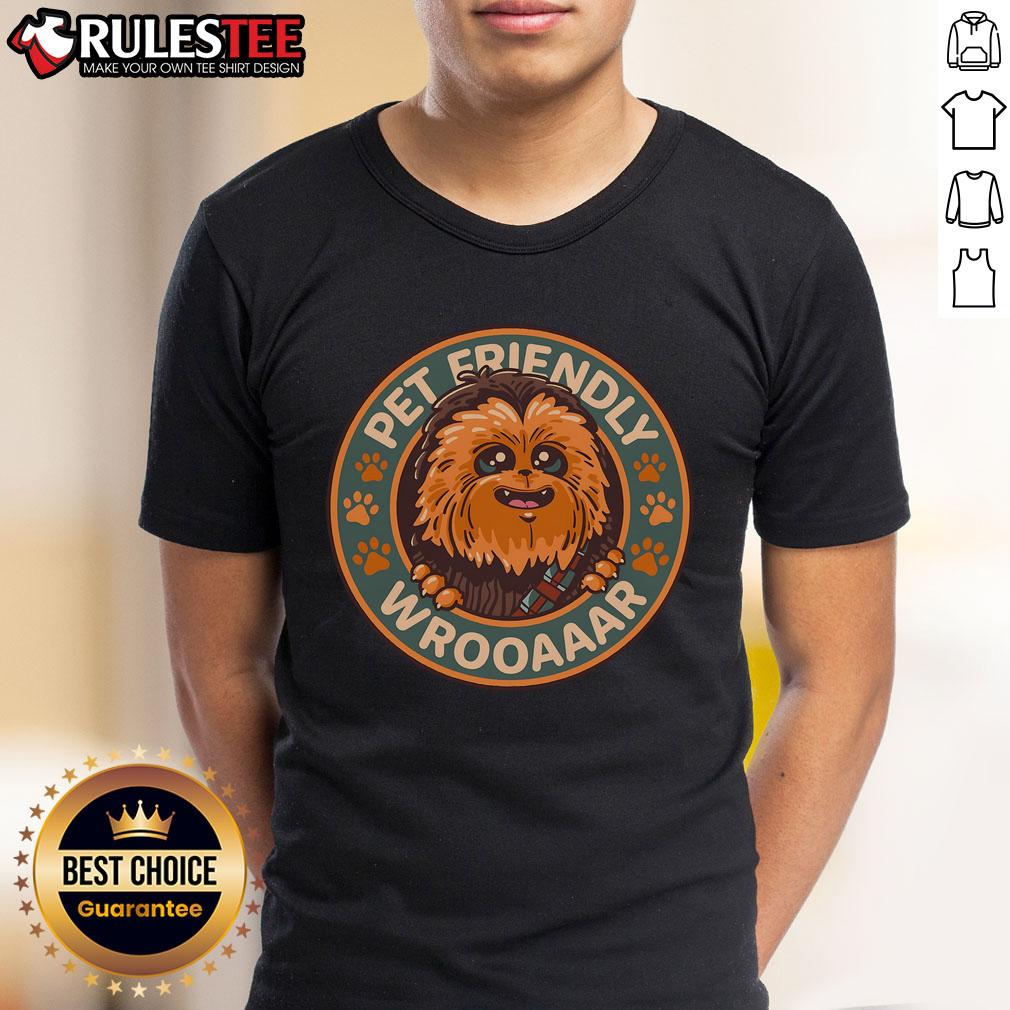 Alt Text: Cute Friendly Wookiee pet-friendly Wrooaaar T-Shirt featuring a playful design for animal lovers and sci-fi fans.