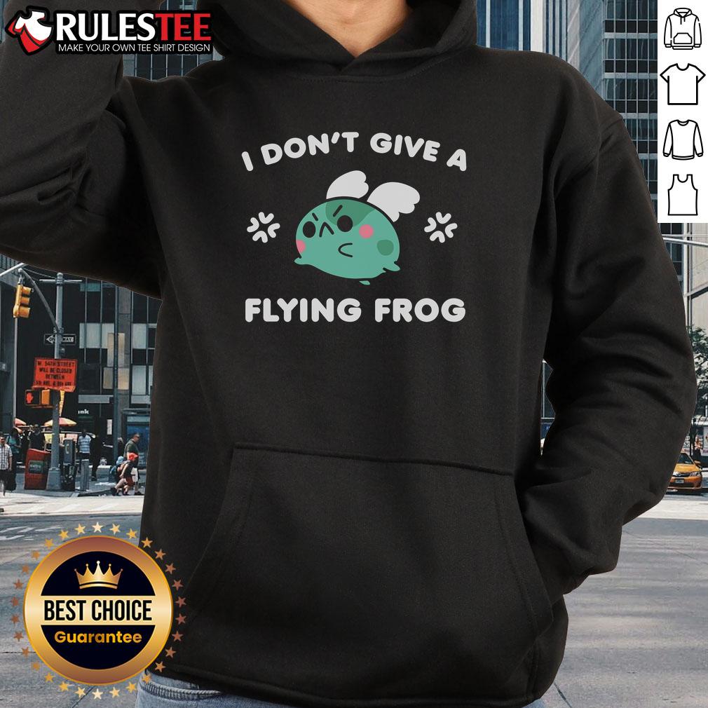 Alt Text: Cute I Don't Give A Flying Frog Hoodie featuring a playful frog graphic, perfect for casual wear and quirky style.