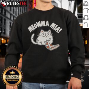 Cute Meowma Mia Pizza Sweatshirt featuring a playful cat design, perfect for cat lovers and pizza enthusiasts.
