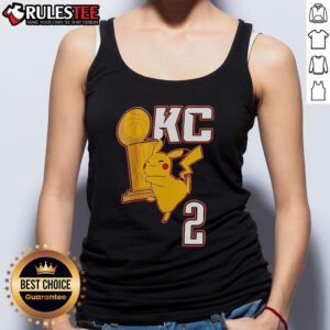 Cute OKC Pikachu wearing a tank top, proudly holding the 2025 NBA Champs trophy in a vibrant design.