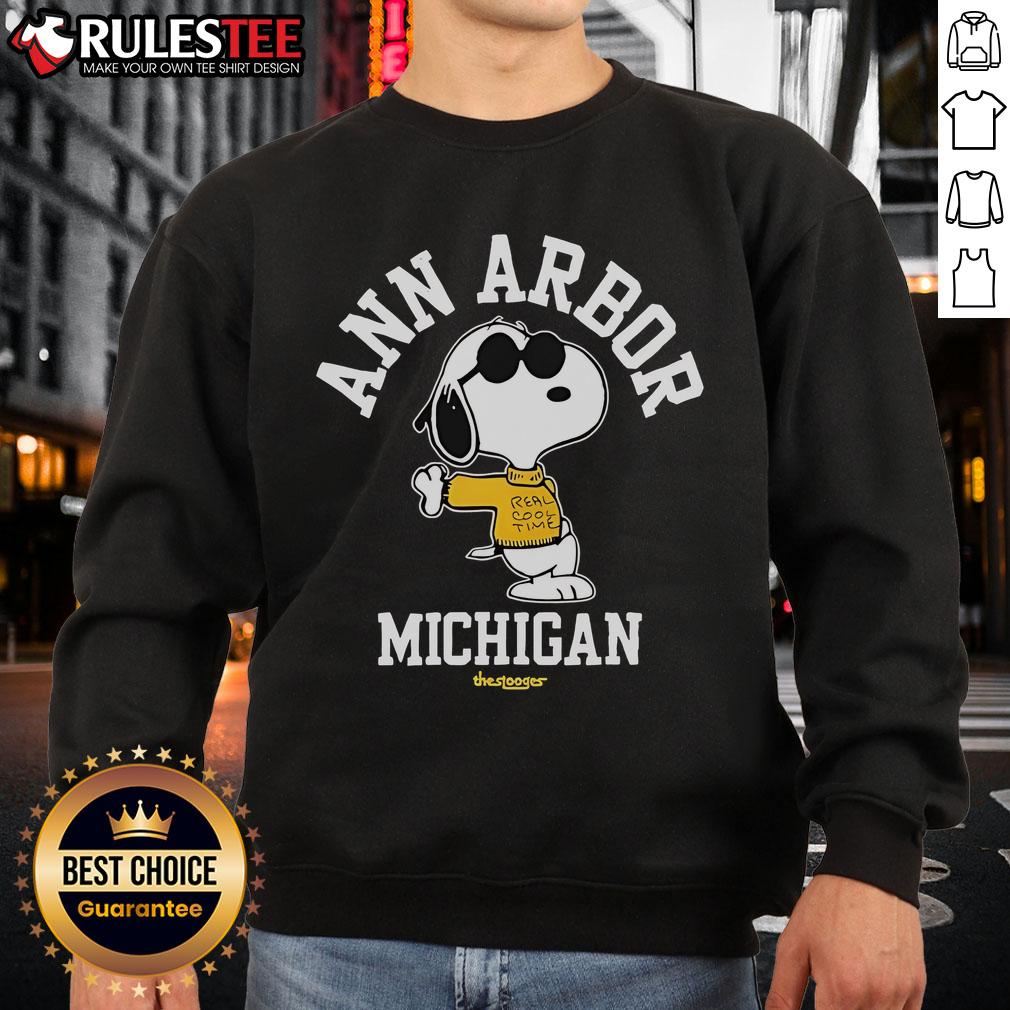 Cute Snoopy Ann Arbor Michigan 2025 Tour sweatshirt featuring vibrant graphics and cozy design for fans.