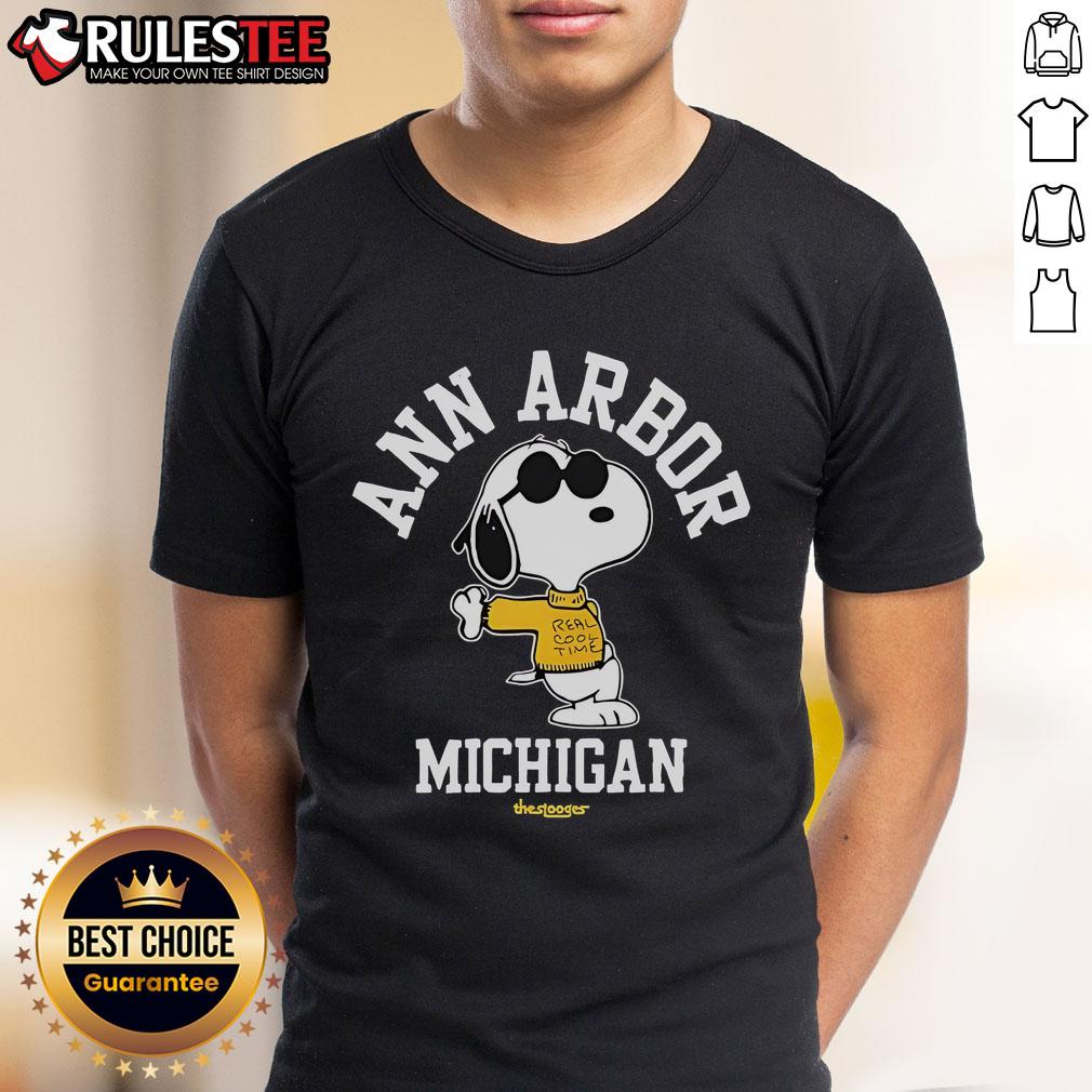 Alt Text: Cute Snoopy Ann Arbor Michigan 2025 Tour T-Shirt design featuring Snoopy with a vibrant graphic and tour details.