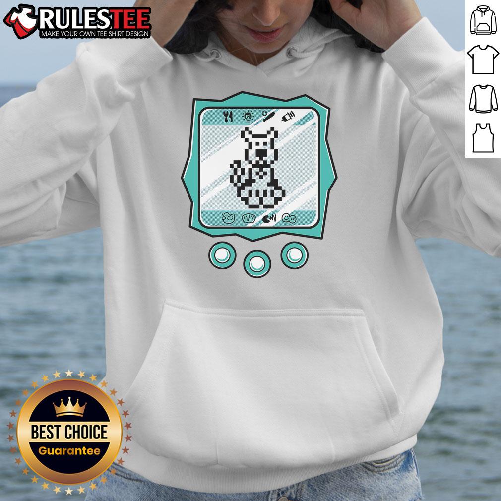 Alt Text: Cute Virtual Doo virtual pet pixel game art hoodie featuring vibrant pixel graphics and a playful design.