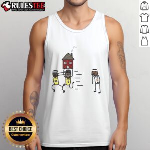 Funny Tyrese Haliburton vs Pascal Siakam meme on a tank top, featuring Indiana Pacers and Oklahoma City Thunder themes.