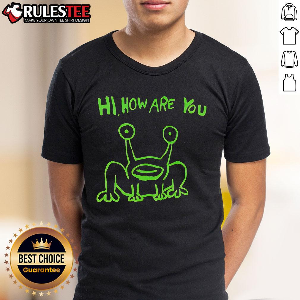 Good Hi How Are You Frog Neon T-Shirt featuring a vibrant frog design, perfect for casual and fun outfits.