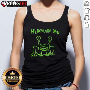 Good Hi How Are You Frog Neon Tank Top featuring a vibrant frog graphic, perfect for summer fashion and casual wear.
