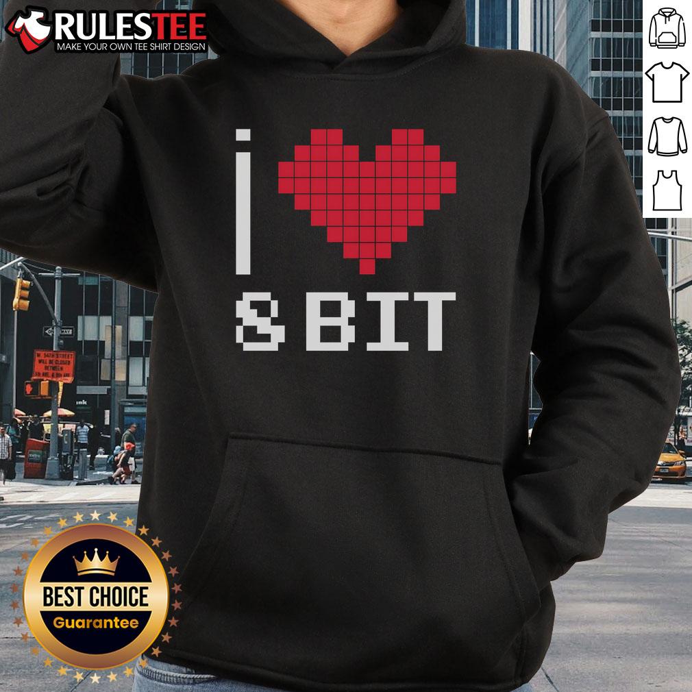 Alt Text: Good I Love Heart 8 Bit Retro Gamer Gaming Hoodie featuring vibrant pixel art and a cozy design for gaming enthusiasts.