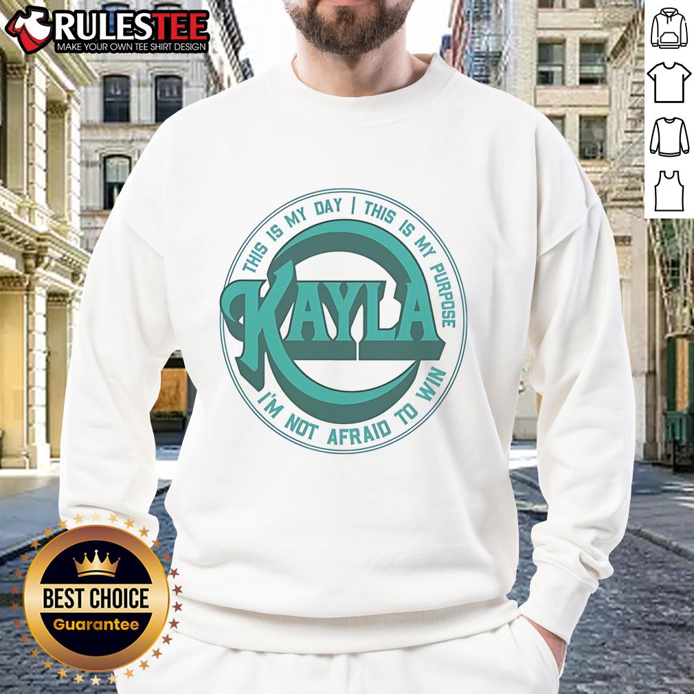 Good Kayla Harrison concert sweatshirt featuring 'This Is My Day, This Is My Purpose, I'm Not Afraid To Win' slogan.
