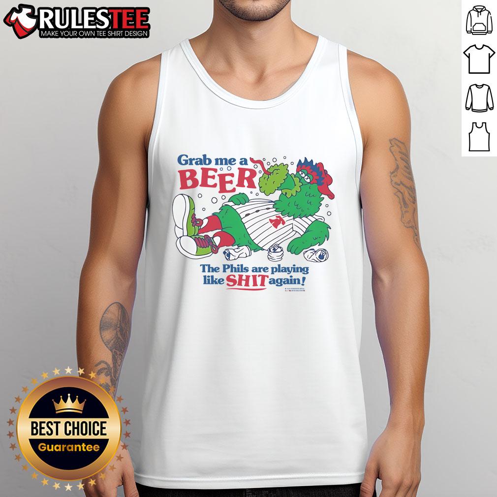 Funny tank top featuring the Philly Phanatic with text about needing a beer, perfect for Phillies fans.