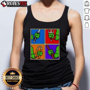 Teenage Mutant Ninja Turtles tank top featuring iconic ninja weapons design, perfect for fans of the classic cartoon.