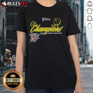 Good Thunder Final 2025 NBA Champions Design Ladies Tee featuring vibrant graphics celebrating basketball victory.