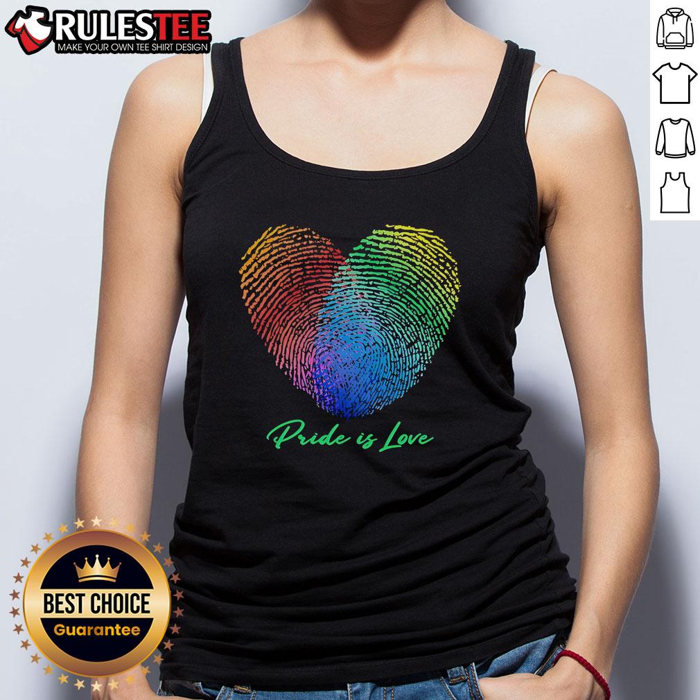 Nice Fingerprint Heart Pride is Love Tank Top featuring a colorful heart design for LGBTQ+ pride celebrations.