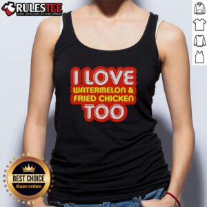Nice I Love Watermelon and Fried Chicken Too Tank Top displayed on a mannequin, perfect for summer fashion lovers.