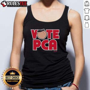 Pete Crow-Armstrong wearing a stylish PCA tank top while voting, showcasing fan support and team spirit.