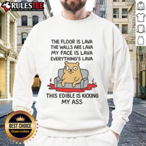 Cozy sweatshirt featuring 'The Floor Is Lava' graphic, perfect for fans of fun and quirky apparel.