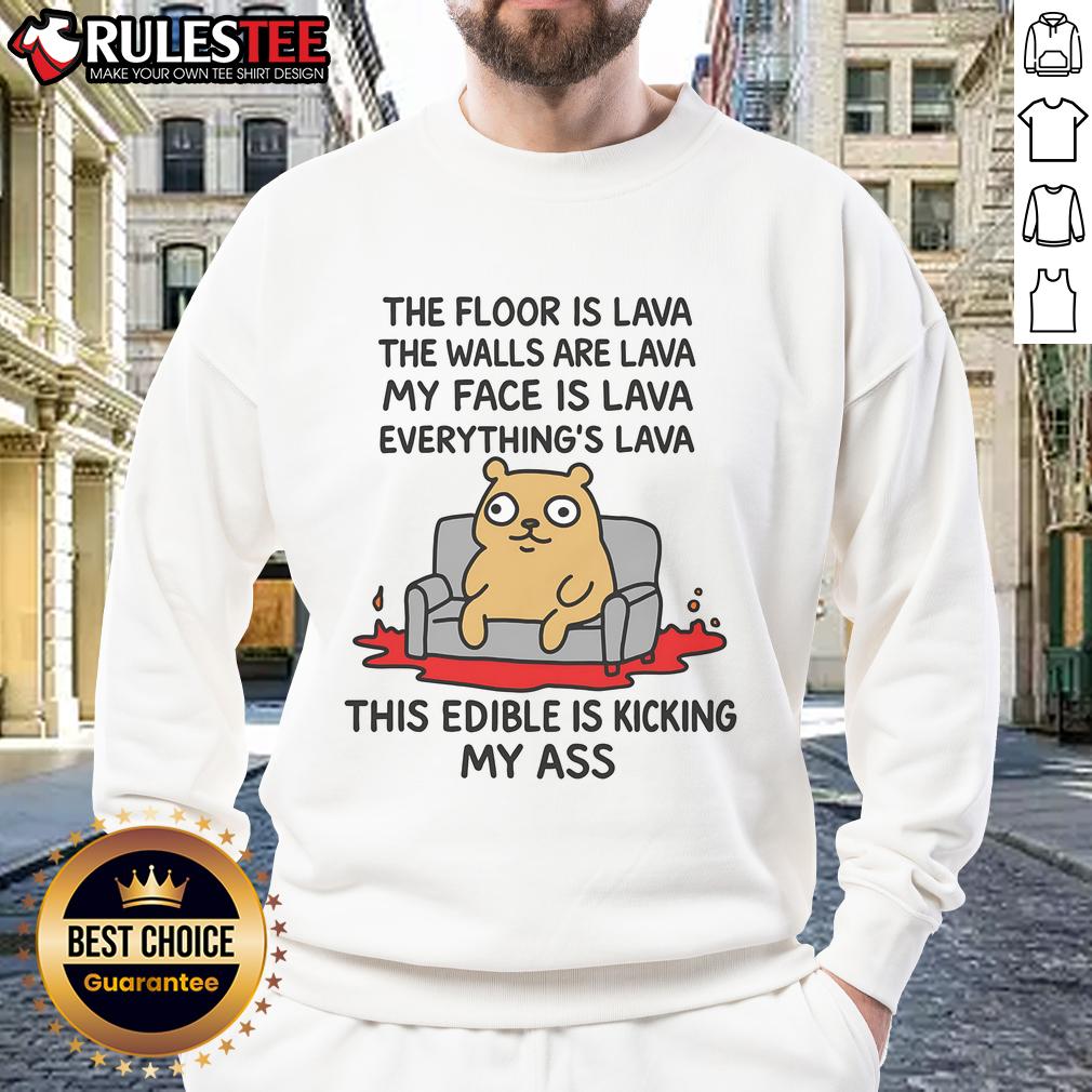 Cozy sweatshirt featuring 'The Floor Is Lava' graphic, perfect for fans of fun and quirky apparel.