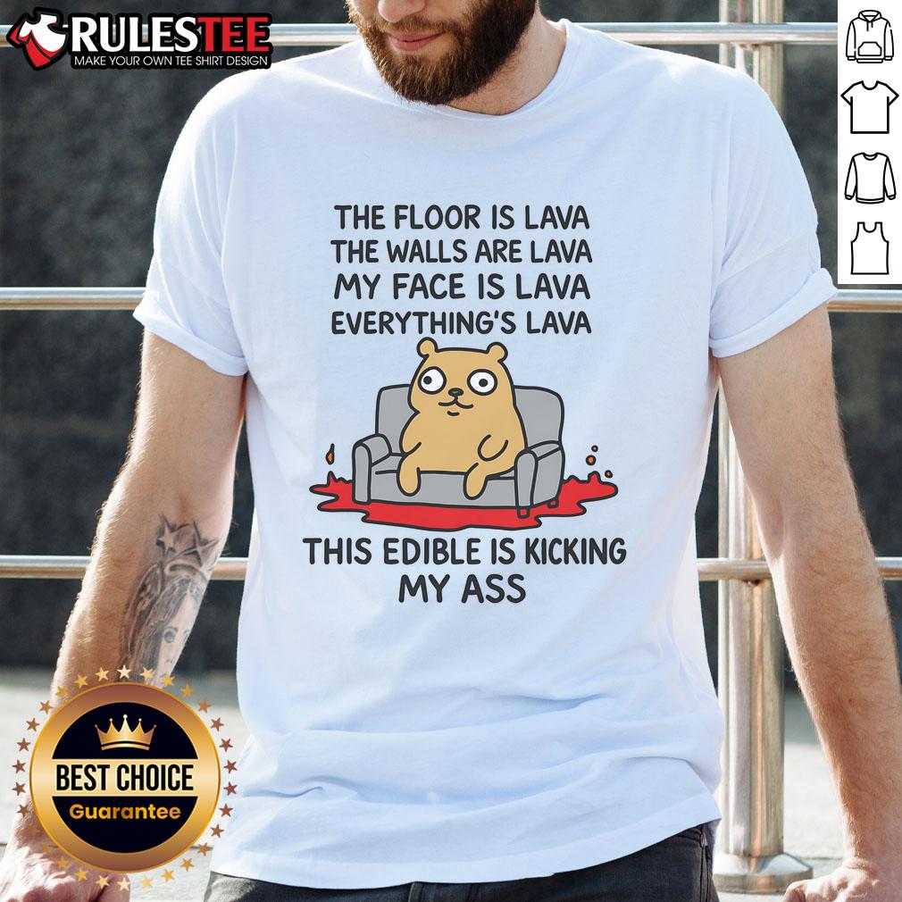 Funny 'The Floor Is Lava' T-shirt design featuring vibrant graphics, perfect for lava-themed humor lovers and gamers.